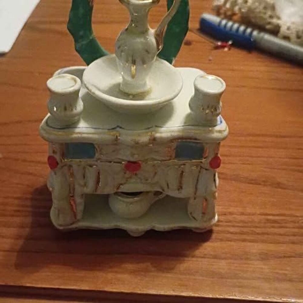 Vintage Miniature Ceramic Washstand with Pitcher and Basin trinket box